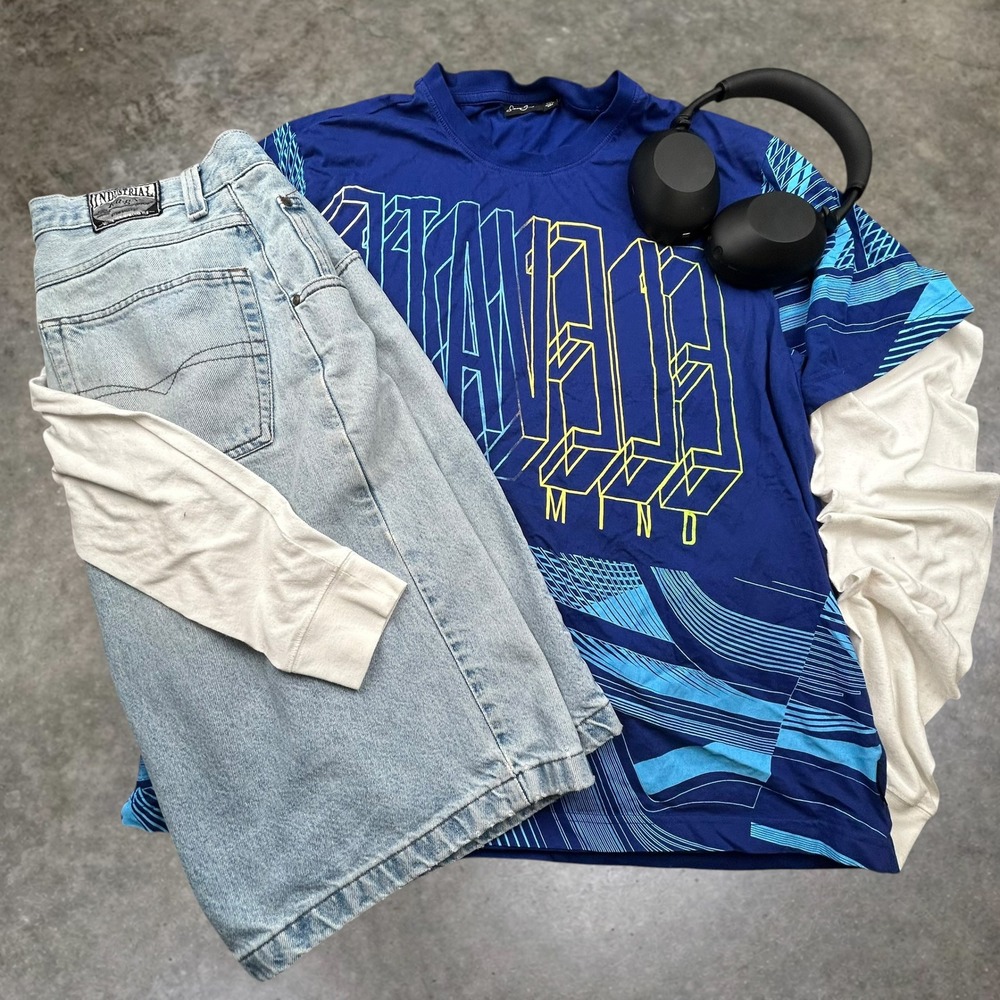 Sean John Vintage Y2K Expand Your Mind Graphic T-Shirt Blue Mens 2XL‎ Boxy Fit